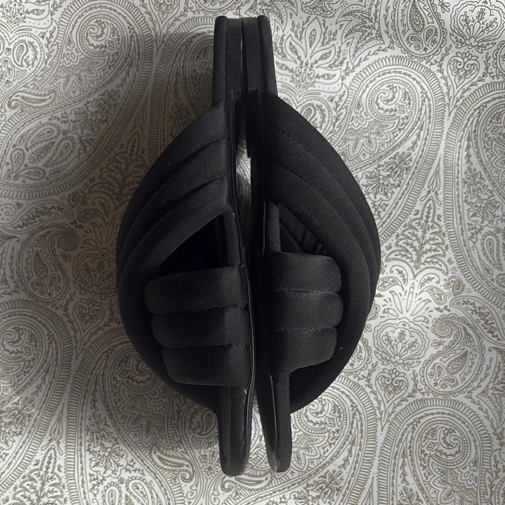 Zara Black Quilted Slide Sandals Size 39 - 8.5 - Picture 6 of 8